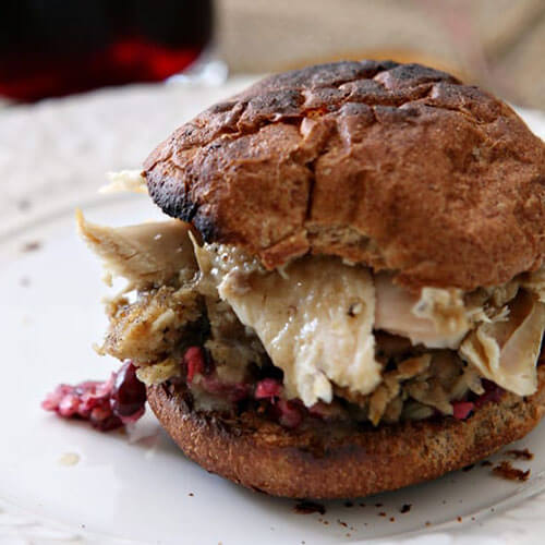 Turkey Sandwich With Stuffing And Cranberry