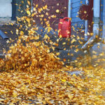 Garden Vacuum Clearing Autumn Leaves