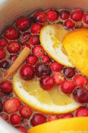 Oranges Cranberries And Spices In Slow Cooker