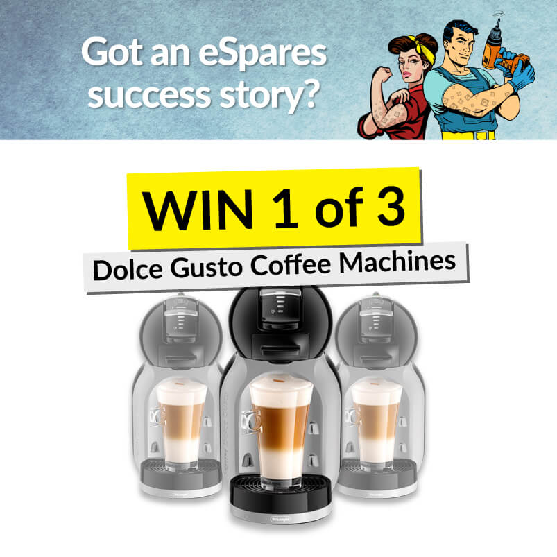 Image Of Dolce Gusto Coffee Machines With Win Banner