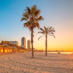 Image Of Barcelona Beach At Sunrise