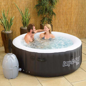 People Inside Inflatable Hot Tub