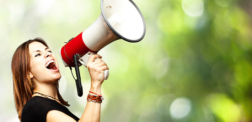 Woman Shouting Through Megaphone