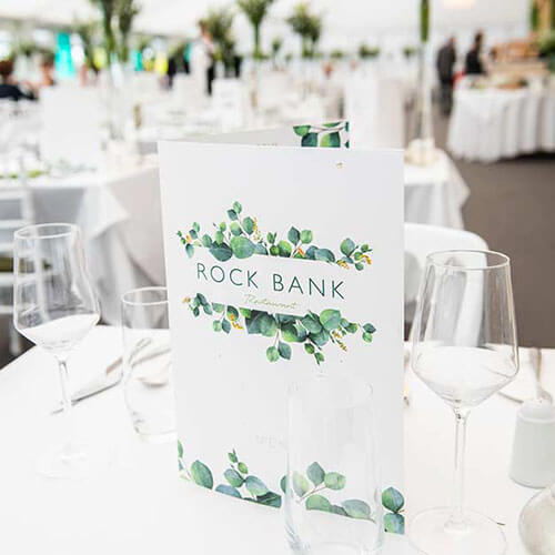 Rock Bank Restaurant Menu On Table