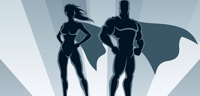 Shadow Of Male And Female Hero