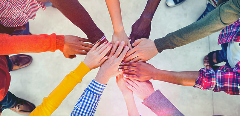 Collection Of Hands Joining Together