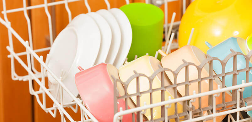 Colourful Dishes In Dishwasher