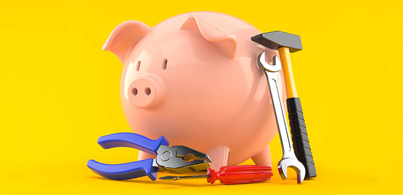 Piggy Bank And Fixing Tools