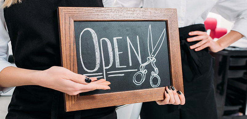 Hairdressers Sign Saying Open