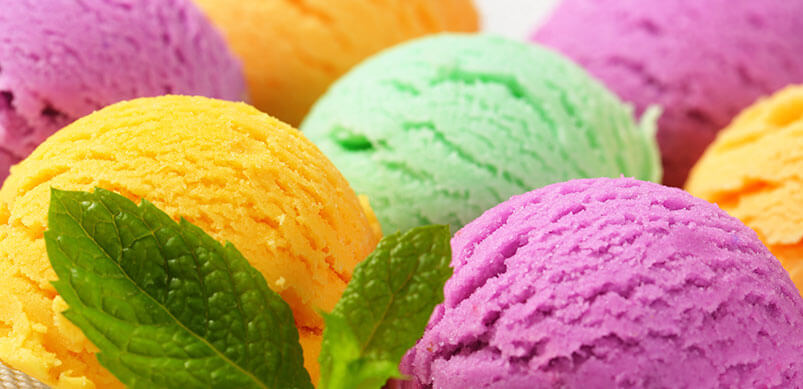 Different Colour And Flavour Ice Creams