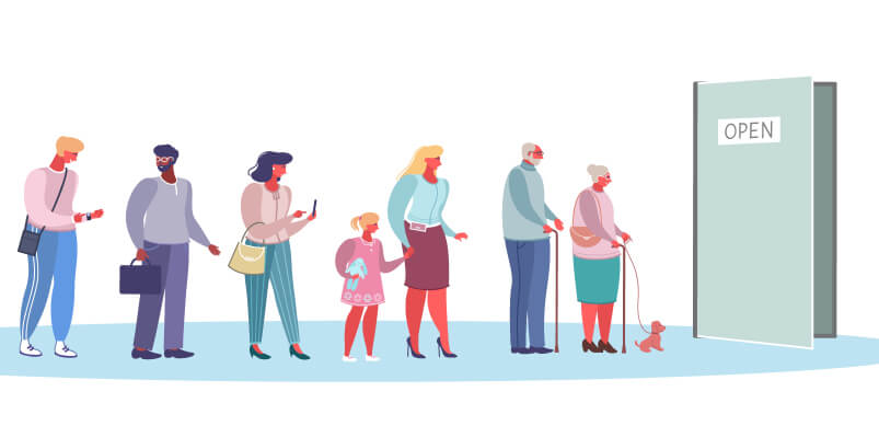 Animation Of People In A Queue