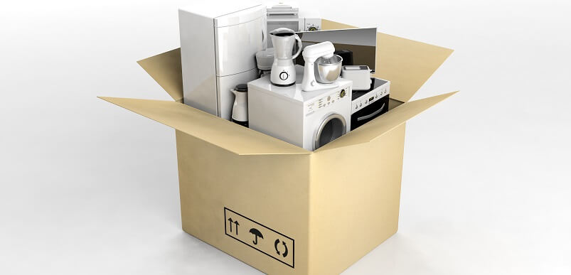 Household Appliances In Cardboard Box