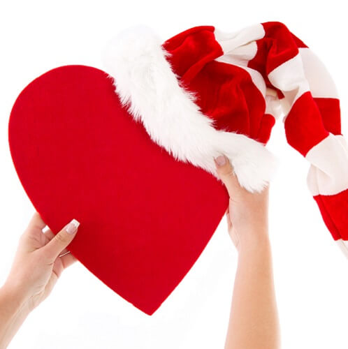 Red Heart With Santa Hat