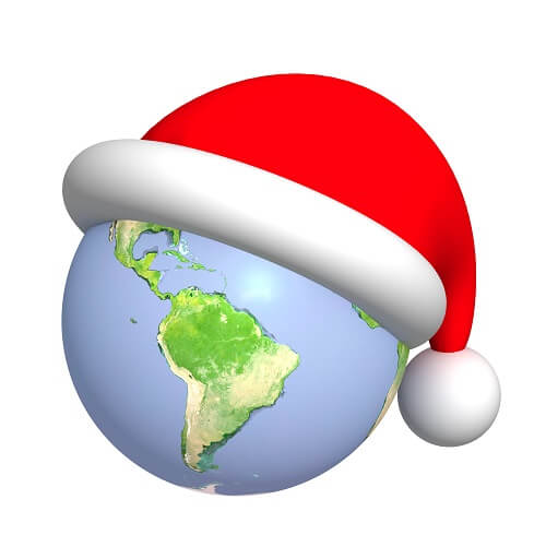 Map Of World With Santa Hat