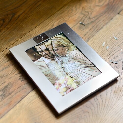 Broken Photo Frame With Shattered Glass