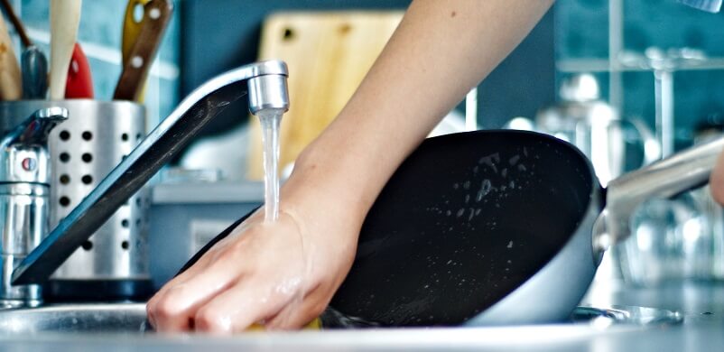 Close Up Of Hands Washing Dishes