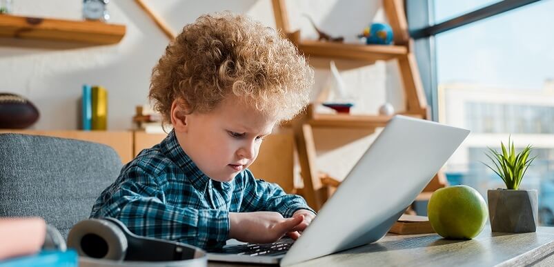 Child On Laptop At Home