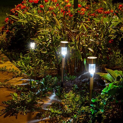 Solar Powered Lighting In Garden