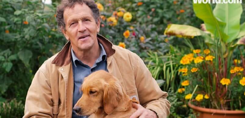 Monty Don In Garden With Dog