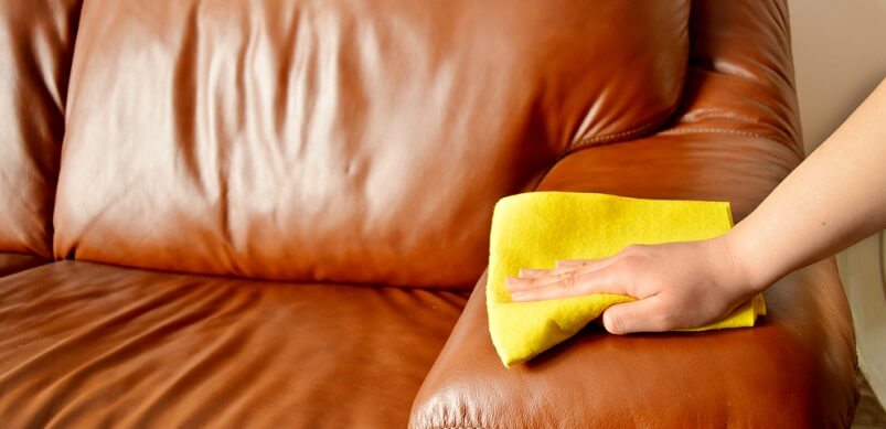 Hand Wiping Sofa With Cloth