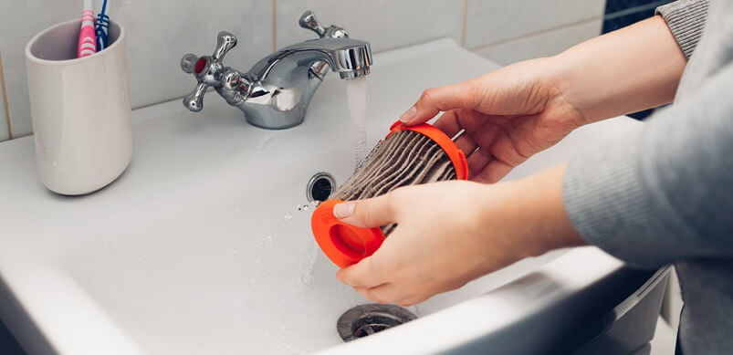 Vacuum Filter Being Washed