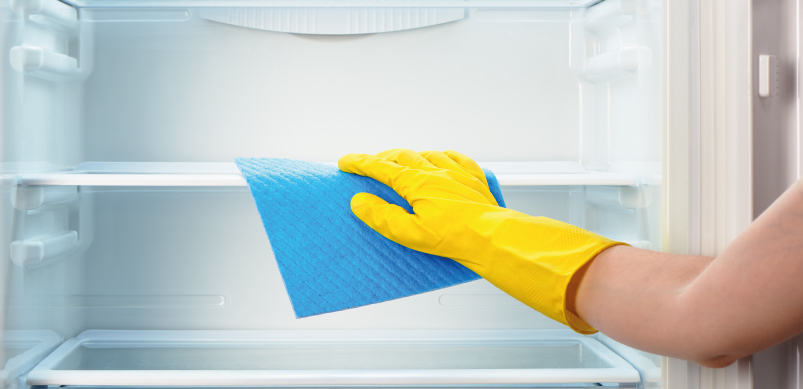 Hand in Glove Cleaning Fridge 