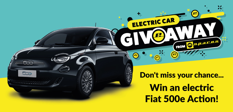 Fiat 500e With Win Banner