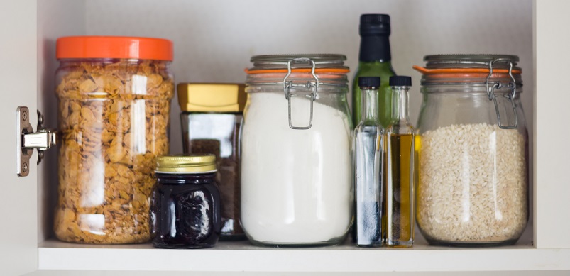 Food cupboard with jars