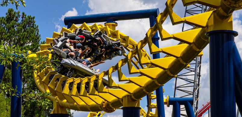 Roller coaster on a summer day